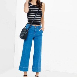 Express cropped wide leg stretch blue denim jean pants